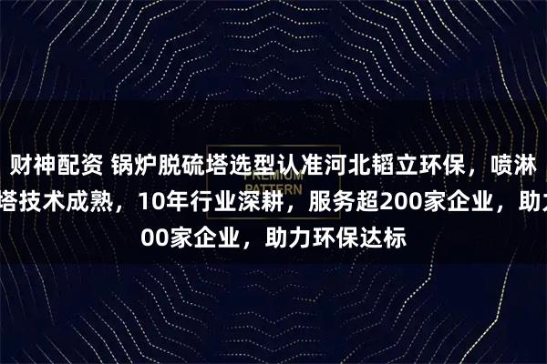 财神配资 锅炉脱硫塔选型认准河北韬立环保，喷淋/钢厂脱硫塔技术成熟，10年行业深耕，服务超200家企业，助力环保达标